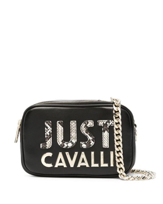 Just Cavalli Black Logo-lettering Cross Body Bag
