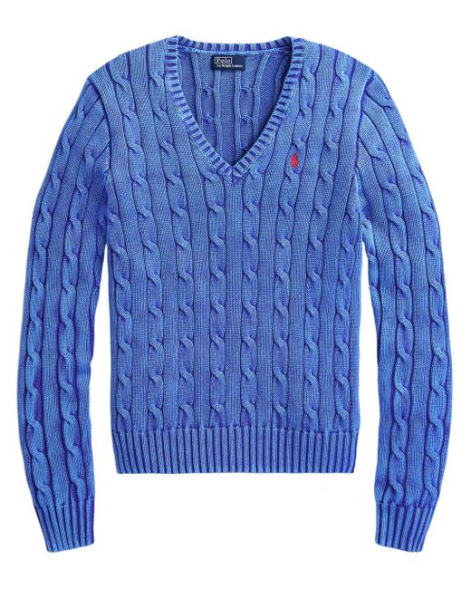 Polo Ralph Lauren ケーブルニット Vネックセーター Blue