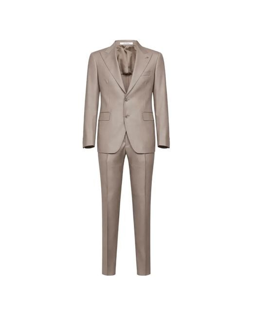 Tagliatore Natural Peak-Lapel Two-Button Suits for men
