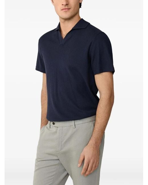 Hackett Blue Honeycomb-Texture Jonny-Collar Polo Shirt for men