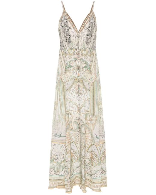 Camilla White Ivory Tower Tales-print Dress