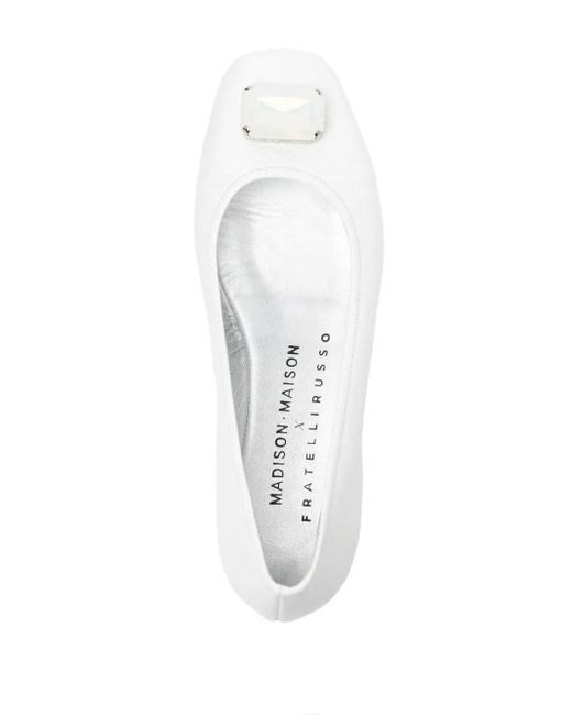 Madison Maison White Marion Leather Ballerina Shoes