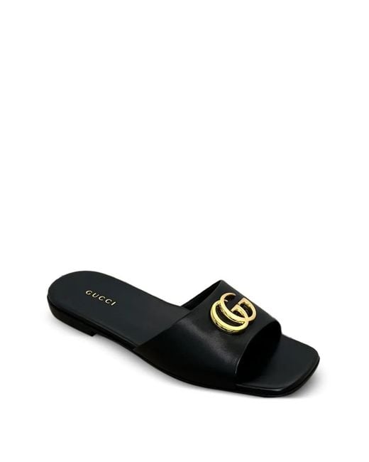 Gucci Black Double G Sandals