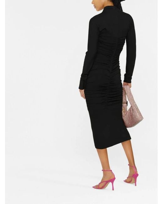 Dolce & Gabbana Black Cut-Out Draped Midi Dress