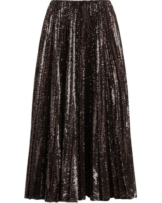 Ralph Lauren Collection Sequinembellished Pleated Skirt in Brown Lyst