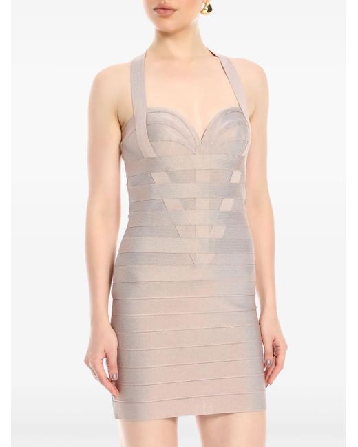 Hervé Léger Pink Halterneck Bandage Minidress