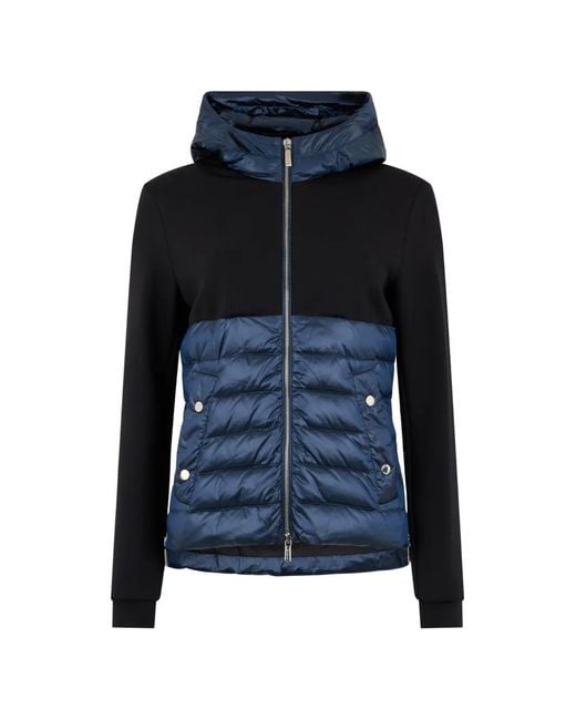 Moorer Blue Quilted Hooded Jacket