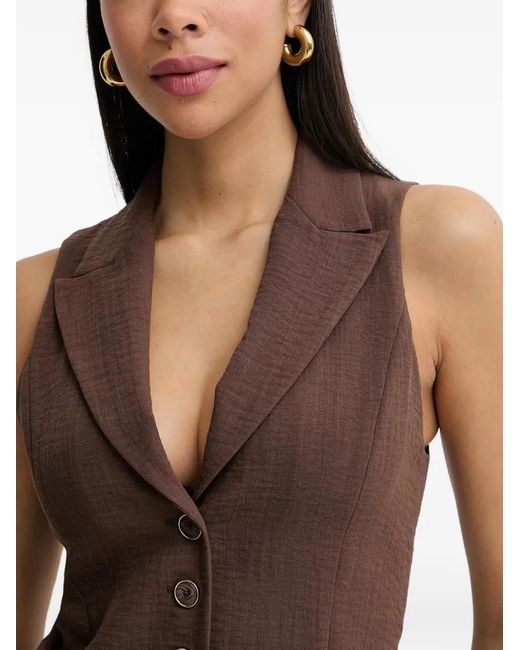 SIMONA CORSELLINI Brown Peaked-Lapel Button-Up Vest