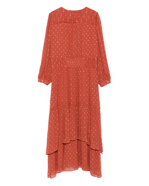 Ba&sh Maia Metallic-Dot Tiered Midi Dress