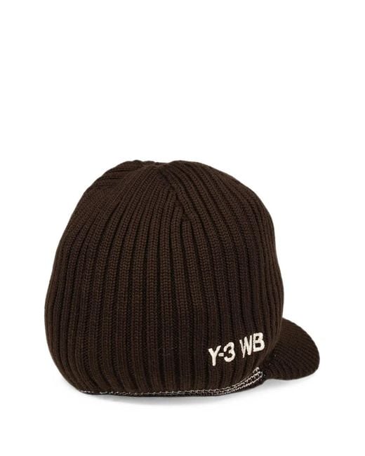 Wales Bonner Brown Ribbed-Knit Peaked-Brim Beanie Hat for men