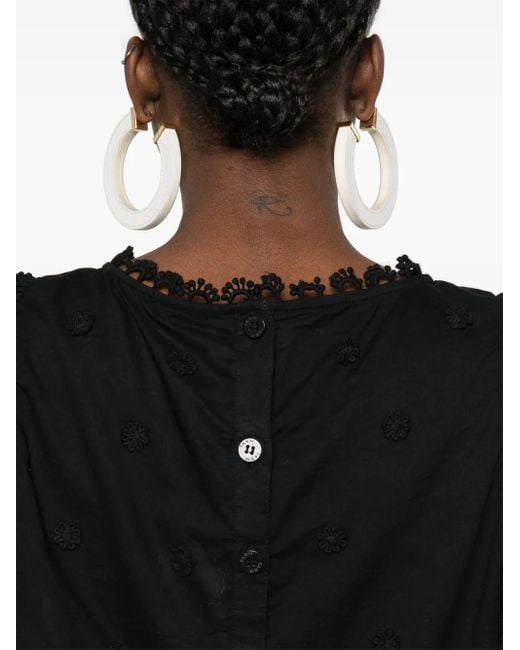 Farm Rio Black 3D Flowers Blouse