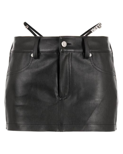 Alexander Wang Black Strap-detail Calfskin Mini Skirt