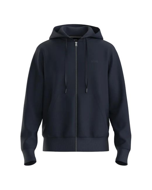 Boss Blue Zip-Up Hoodie for men