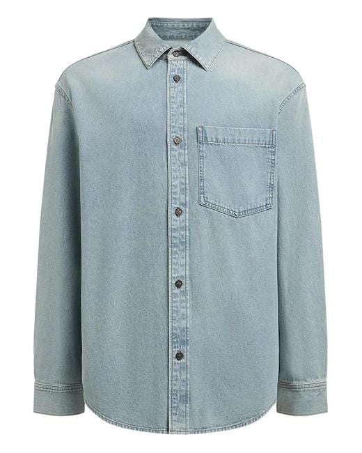 12 STOREEZ Blue Chest-Pocket Overshirt for men