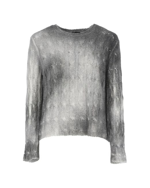 Avant Toi Gray Cable-Knit Tie-Dye Sweater