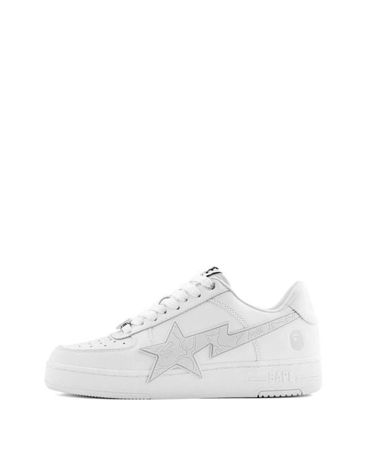 A Bathing Ape White Star-Embossed Sneakers for men