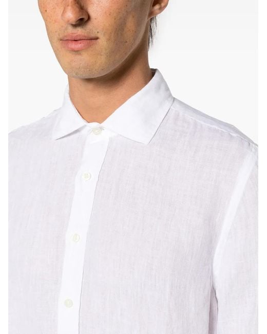 120% Lino White Long-Sleeve Shirt for men