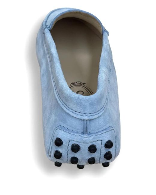 Tod's Blue Suede Penny Loafers