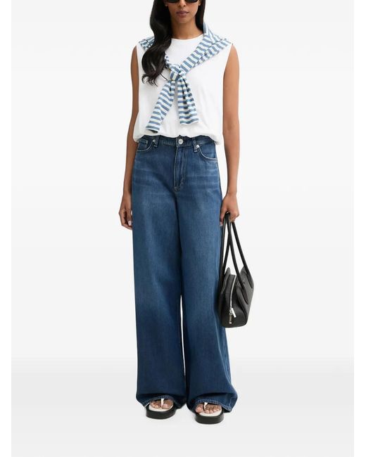 Rag & Bone Blue Mica Elasticated-Hem Top