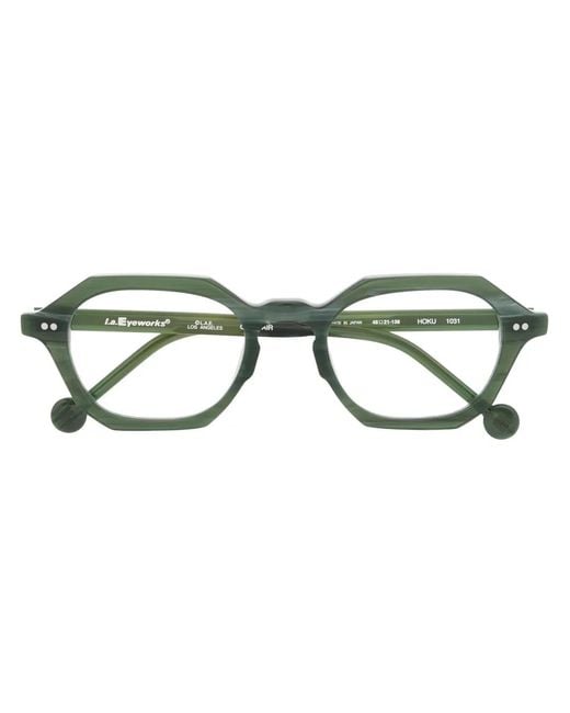 L.A. EYEWORKS Green Hoku Brille Mit Eckigem Gestell
