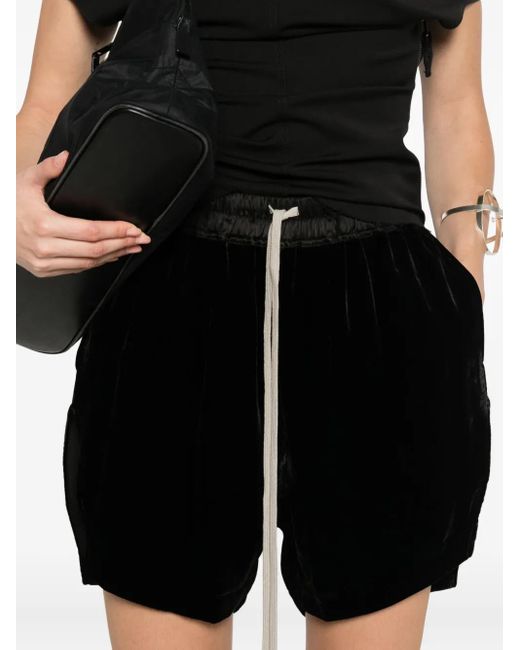 Rick Owens Black Drawstring Straight-Hem Shorts