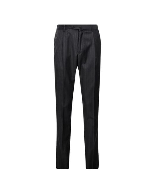 Caruso Black Pinstriped Double-Breasted Suit for men