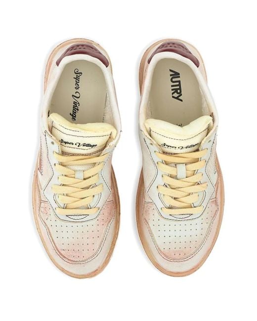 Autry Pink Leather Panelled Sneakers