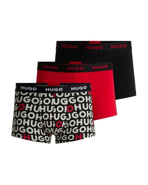 メンズ HUGO ロゴ ボクサーパンツ セット Red
