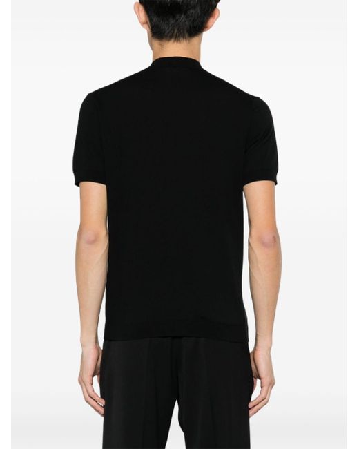 Tagliatore Black Fine-knit Cotton T-shirt for men