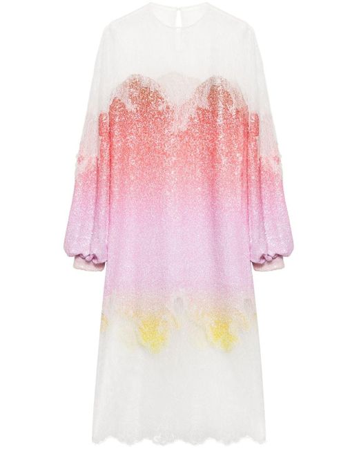 Costarellos Pink Gradient-effect Lace Dress