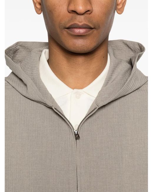 Emporio Armani Gray Hooded Zip-Up Jacket for men