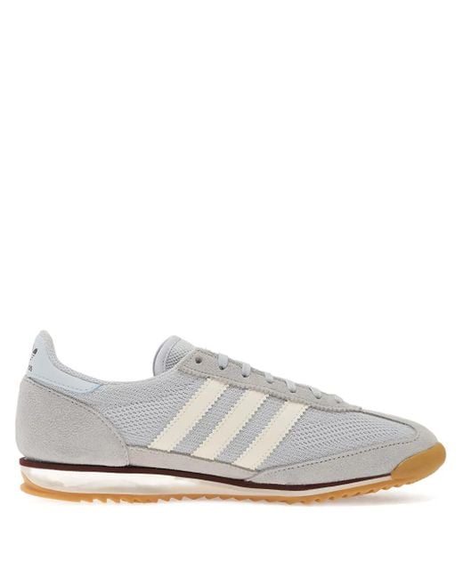 Adidas White Suede-Panel Low-Top Sneakers