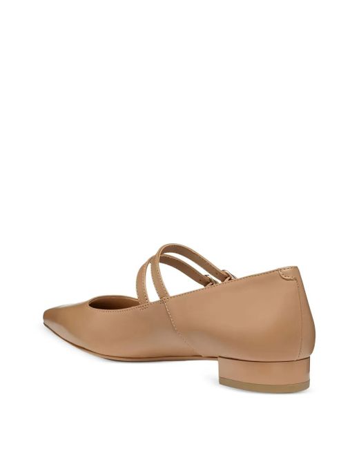 Geox Brown Double-Buckle Pointed-Toe Flats