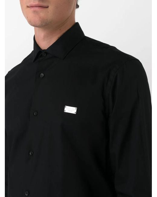 Philipp Plein Black Sugar Daddy Skull-Appliqué Shirt for men
