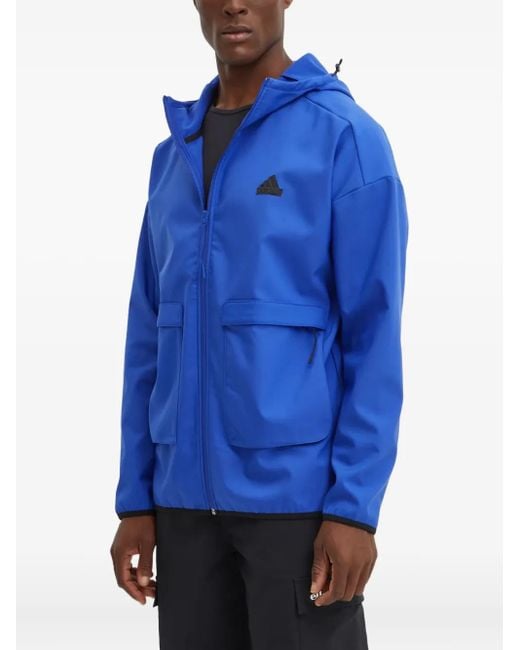 Adidas Blue Long-Sleeve Zip-Up Hoodie for men