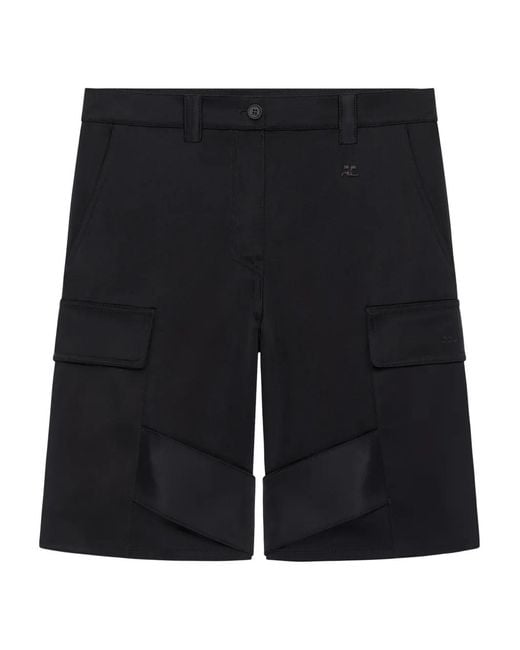 Courreges Black Belt-Loop Shorts