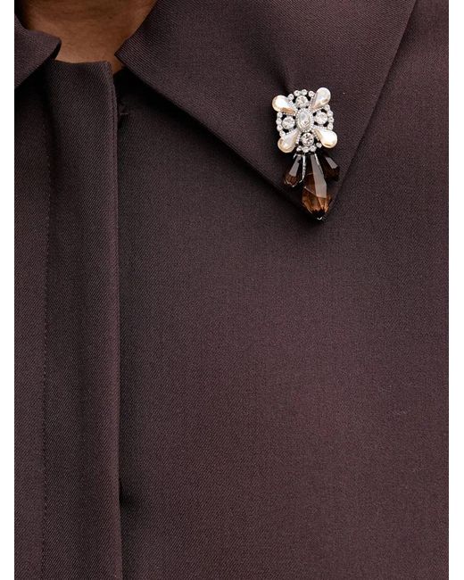 Silvian Heach Brown Embellished-Collar Jacket