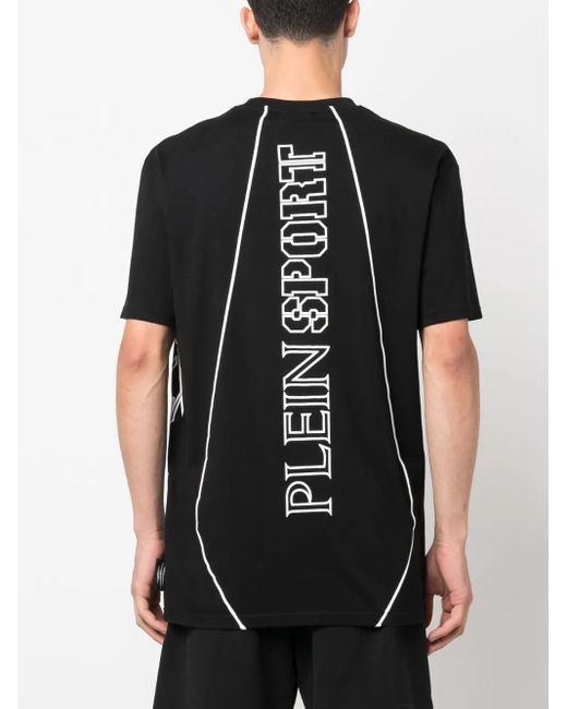 Philipp Plein Black Graphic-Print Cotton T-Shirt for men