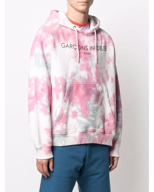 Garcons Infideles コットン タイダイ ダメージ パーカー カラー ピンク メンズ Lyst