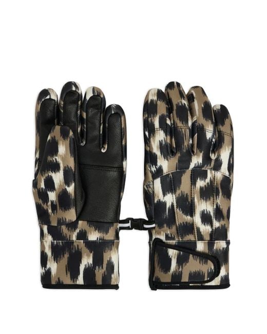 Fusalp Black Glacier Leopard-Print Leather-Palm Gloves