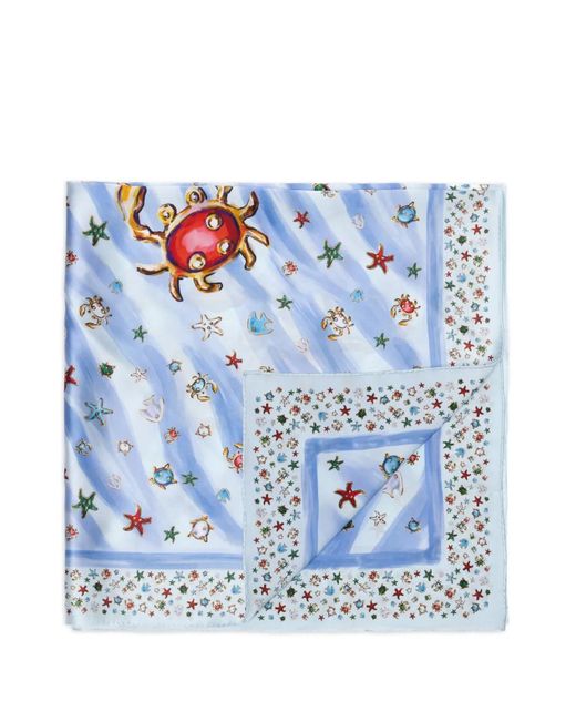 Eshvi Blue Printed Silk Scarf