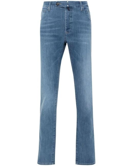 Incotex Jeans Met Logopatch En Toelopende Pijpen in het Blue voor heren