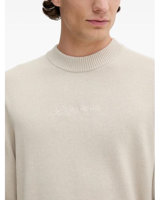 Karl Lagerfeld White Logo-Detail Crew-Neck Sweater for men