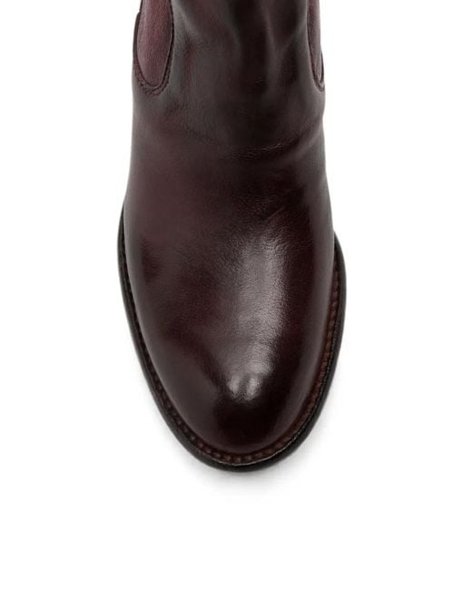 LEMARGO Brown Rear-Zip Leather Ankle Boots