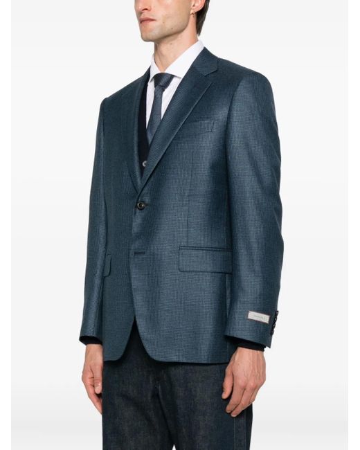 Canali Blue Checked Buttoned Jacket for men