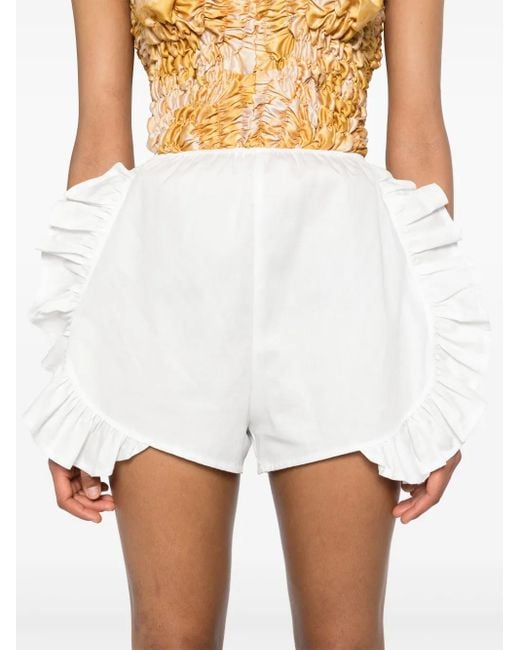 Ioana Ciolacu White Peony Shorts Mit Rüschen