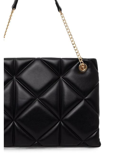 Love Moschino Black Logo-Plaque Quilted Shoulder Bag