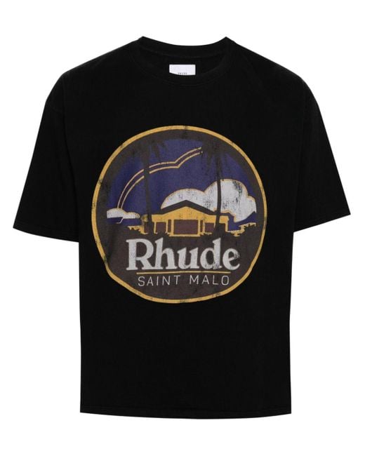 Rhude T-shirt Met Logoprint in het Black voor heren