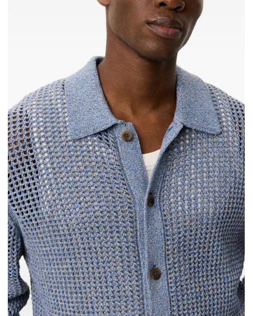 Les Deux Blue Gerald Open Knit Shirt for men
