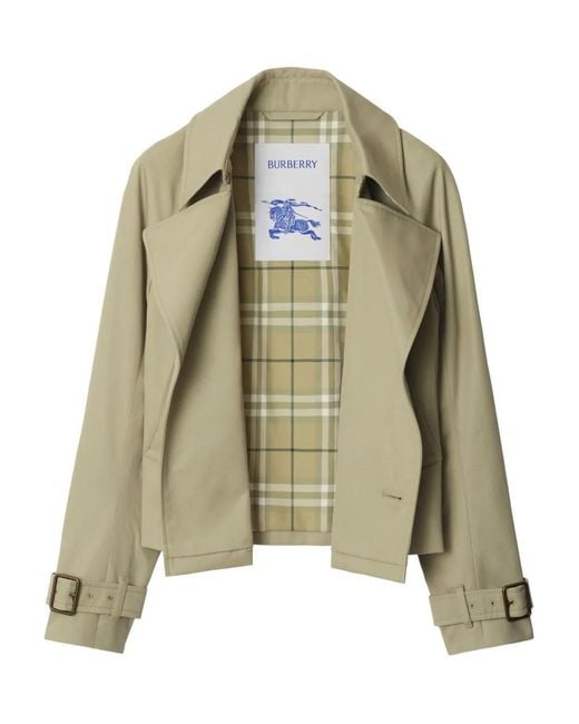 Burberry Green Cotton Blend Trench Jacket